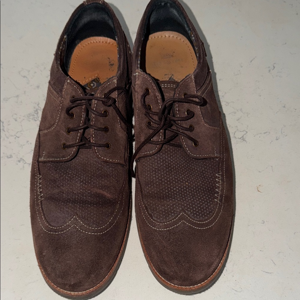 Ben Sherman Perforated Suede Derby Shoes in Brown